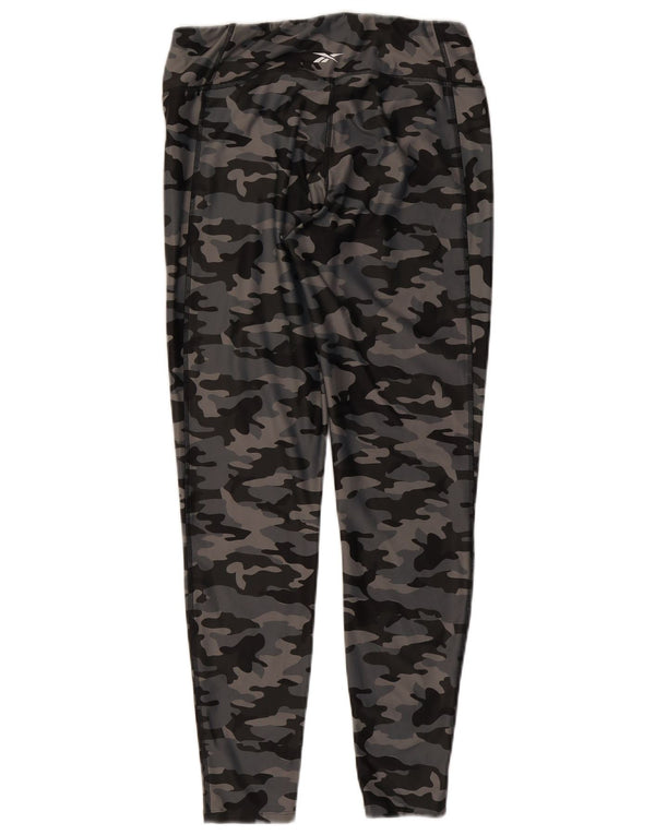 Reebok Womens Leggings UK 16/18 Large Grey Camouflage Polyester