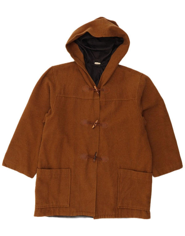 Vintage Womens Hooded Duffle Coat UK 14 Large Brown