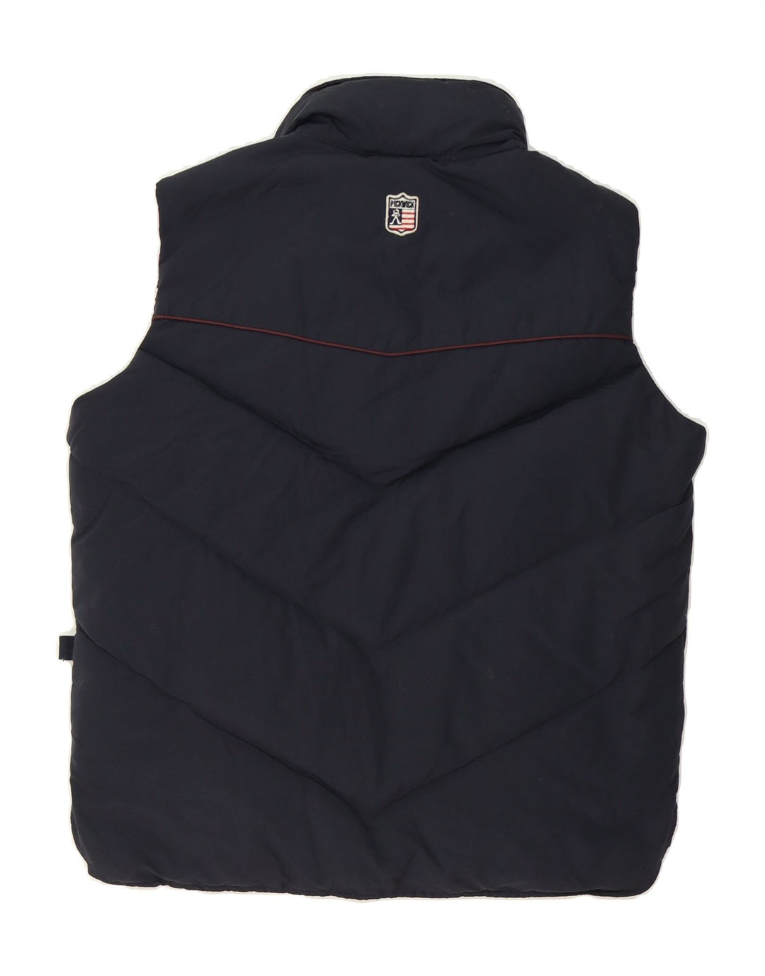 PICKWICK Mens Graphic Padded Gilet UK 36 Small Navy Blue Nylon Vintage Pickwick and Second-Hand Pickwick from Messina Hembry 