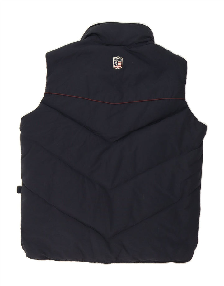PICKWICK Mens Graphic Padded Gilet UK 36 Small Navy Blue Nylon Vintage Pickwick and Second-Hand Pickwick from Messina Hembry 
