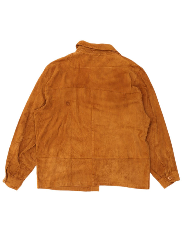 Vintage Womens Suede Shirt UK 14 Large Brown Leather
