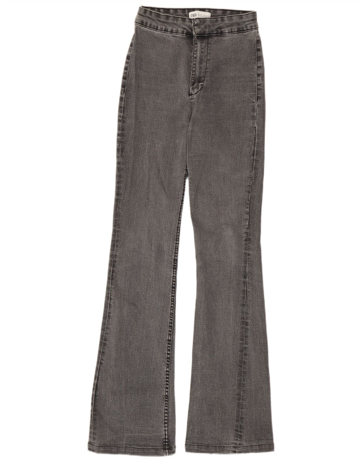 Zara Womens High Rise Flared Jeans EU 34 2XS W24 L31 Grey