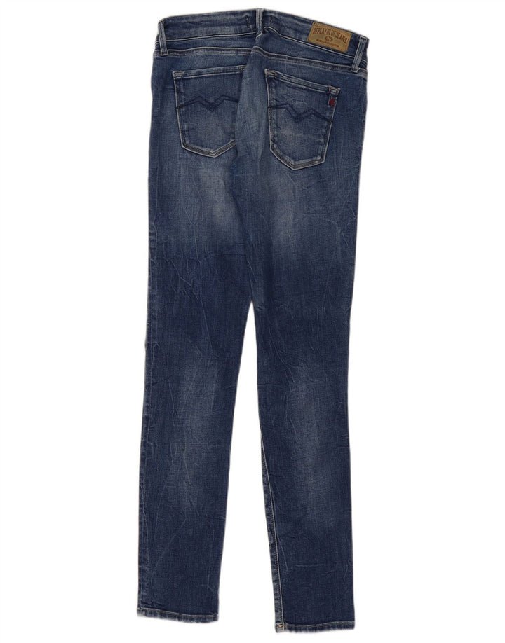 Replay Womens Luz Distressed Slim Jeans W28 L30 Blue Cotton