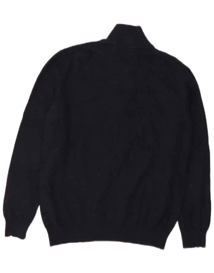 Gant Mens Zip Neck Jumper Sweater XL Navy Blue Lambswool