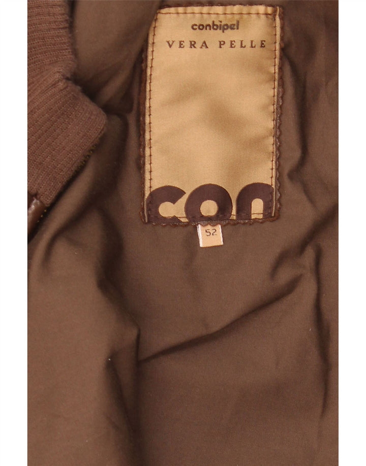 Conbipel Mens Leather Jacket IT 52 Large Brown Leather