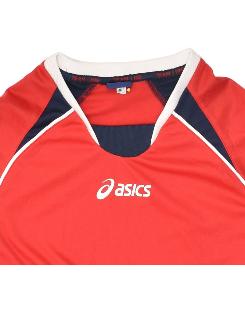 ASICS Boys T-Shirt Top 14-15 Years XL Red Polyester | Vintage Asics | Thrift | Second-Hand Asics | Used Clothing | Messina Hembry 