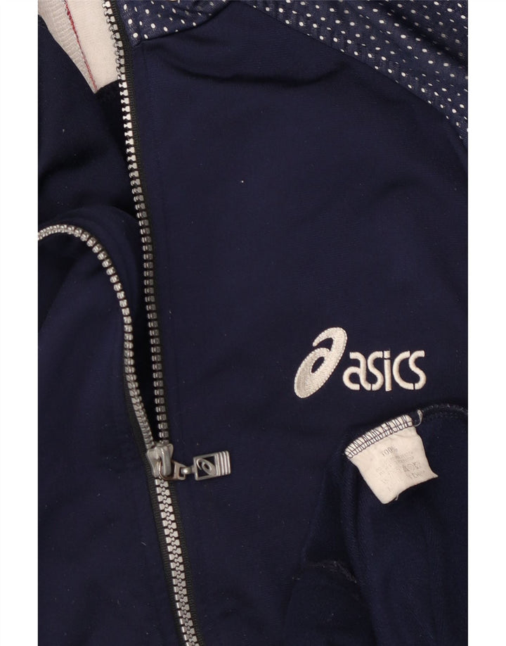 Asics Mens Tracksuit Top Jacket UK 40 Large Navy Blue Colourblock Polyester