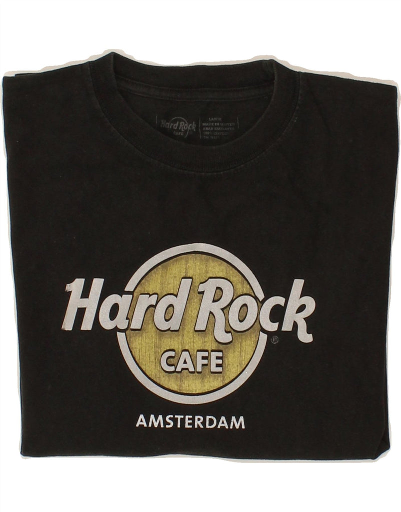 HARD ROCK CAFE Womens Amsterdam Graphic T-Shirt Top UK 16 Large Black Vintage Hard Rock Cafe and Second-Hand Hard Rock Cafe from Messina Hembry 