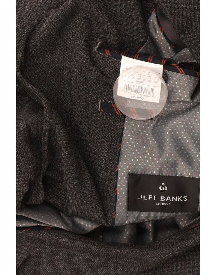Jeff Banks Mens 2 Button Blazer Jacket EU 50 Large Grey Polyester