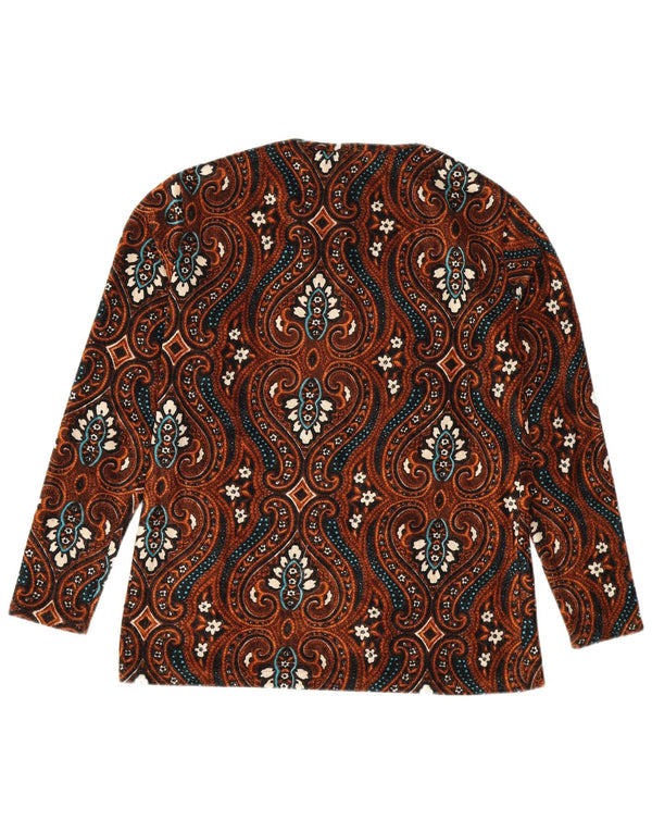 Vintage Womens Long Sleeve Blouse Top UK 12 Medium Brown Paisley