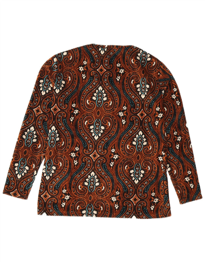 Vintage Womens Long Sleeve Blouse Top UK 12 Medium Brown Paisley