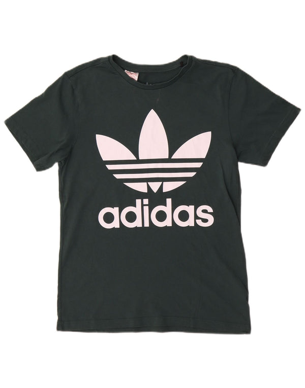 Adidas Boys Graphic T-Shirt Top 13-14 Years Green Cotton