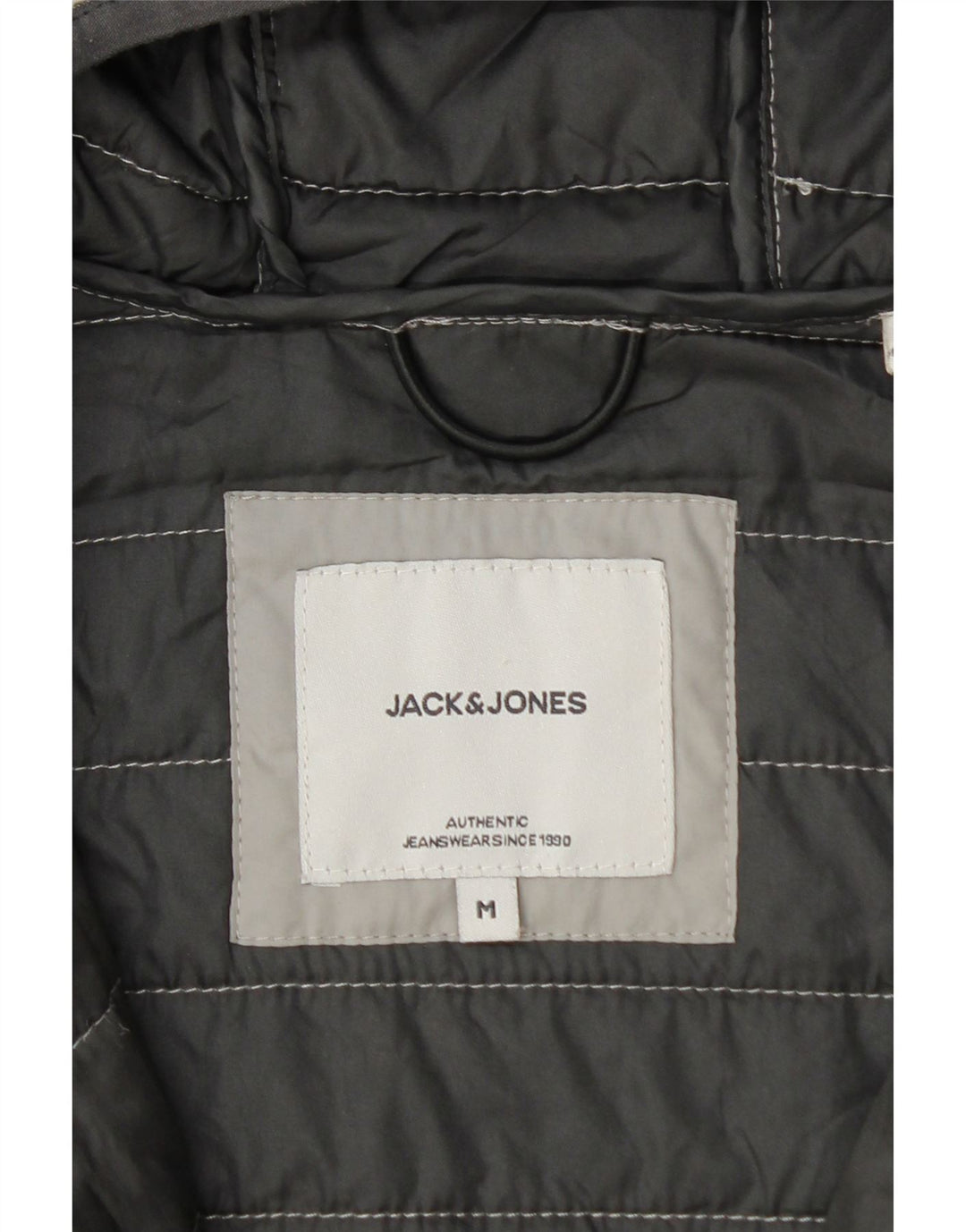 Jack & Jones Mens Hooded Padded Jacket UK 38 Medium Grey Colourblock