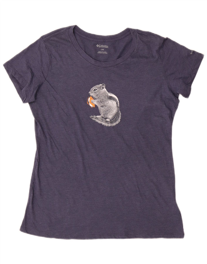 Columbia Womens Graphic T-Shirt Top UK 16 Large Navy Blue Polyester
