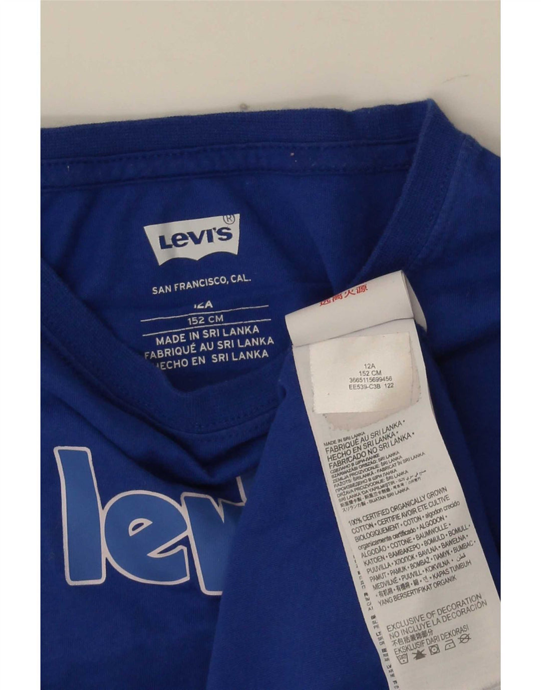 Levi's Boys Graphic T-Shirt Top 11-12 Years Blue Cotton