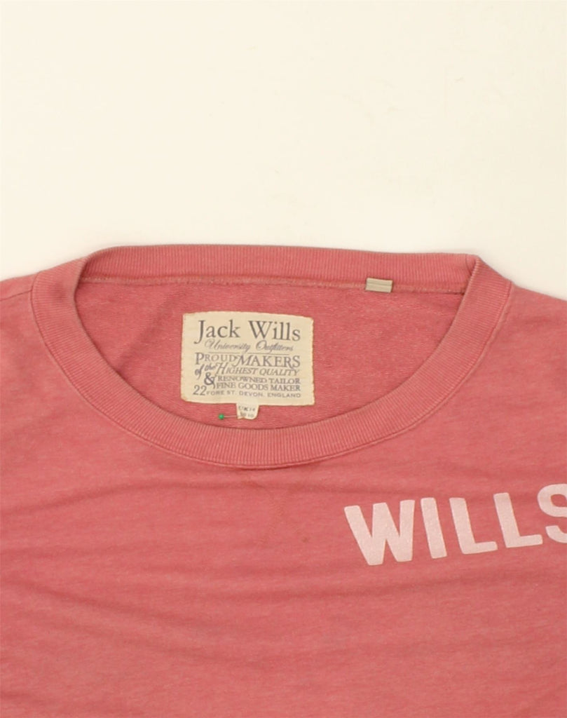 JACK WILLS Womens Graphic Sweatshirt Jumper UK 14 Large  Red Cotton | Vintage Jack Wills | Thrift | Second-Hand Jack Wills | Used Clothing | Messina Hembry 