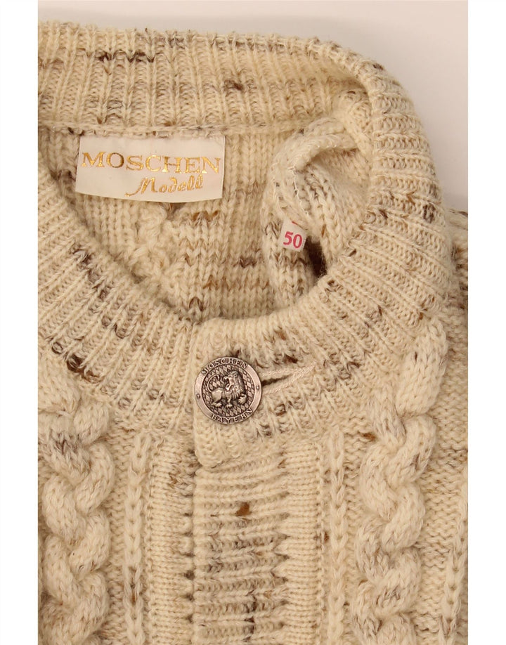 MOSCHEN MODELL Womens Trachten Cardigan Sweater EU 50 3XL Beige Flecked