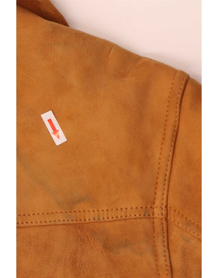 Vintage Mens Shearling Overcoat IT 48 Medium Beige Leather