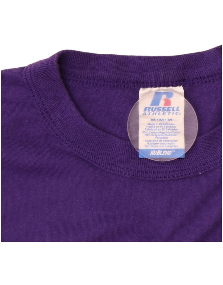 RUSSELL ATHLETIC Mens Denham Softball Graphic T-Shirt Top Medium Purple