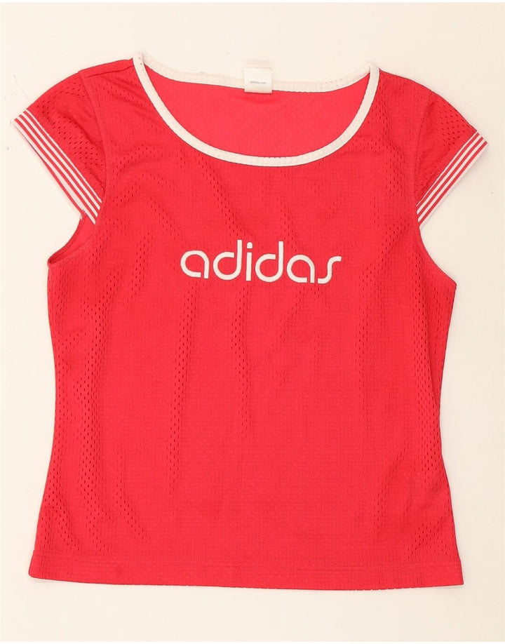 Adidas Womens Graphic T-Shirt Top UK 12 Medium Red Polyester