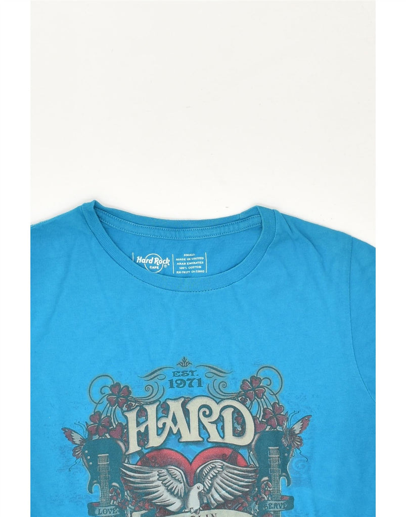 HARD ROCK CAFE Womens Berlin Graphic T-Shirt Top UK 10 Small Blue Cotton | Vintage Hard Rock Cafe | Thrift | Second-Hand Hard Rock Cafe | Used Clothing | Messina Hembry 