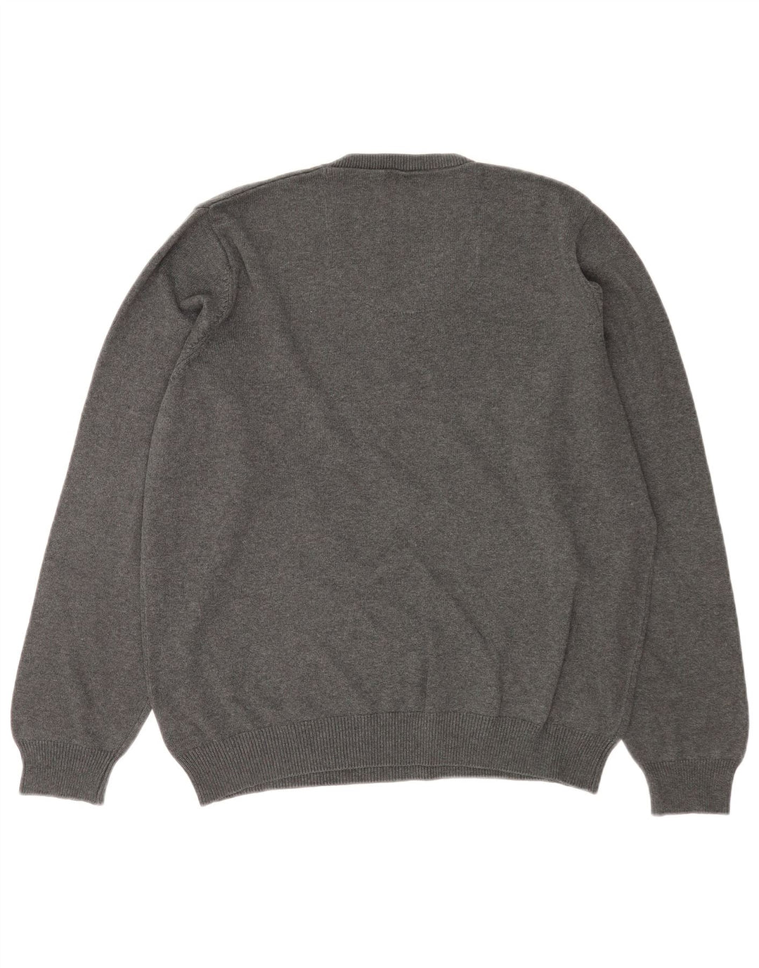 Marks & Spencer Mens Regular Fit V-Neck Jumper Sweater Large Grey Cotton