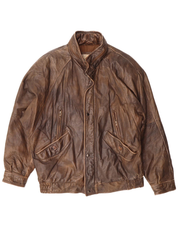 Harajuku Mother Mens Leather Jacket UK 40 Large Brown Leather