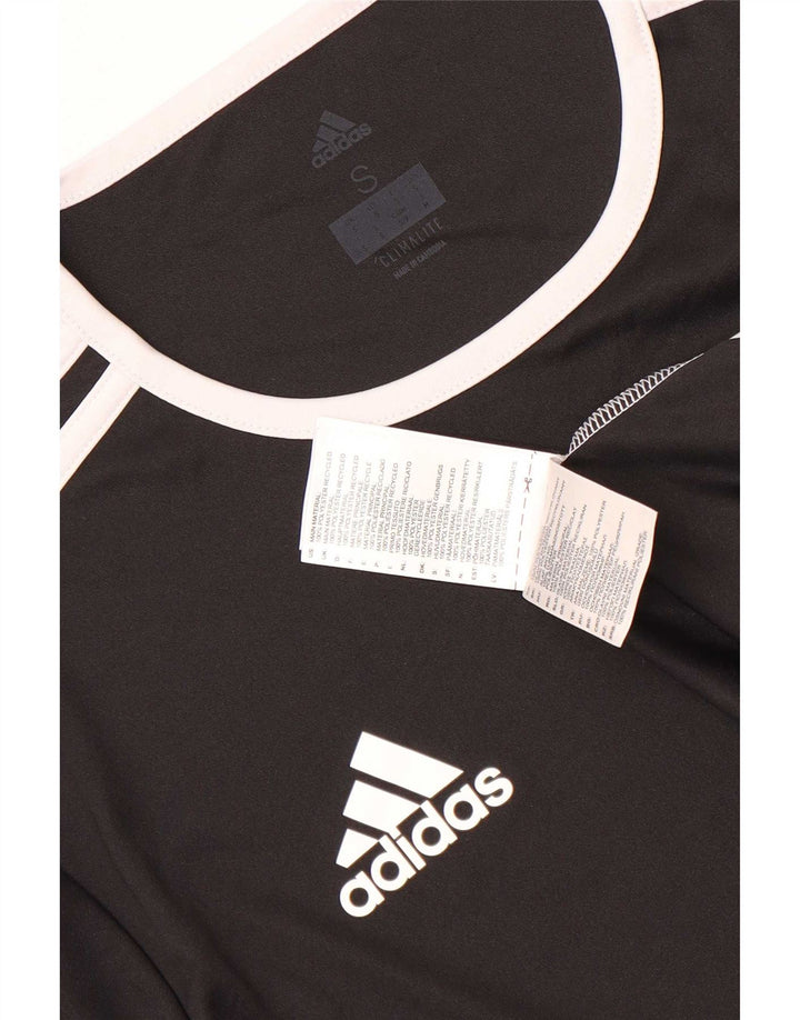 Adidas Mens Climalite T-Shirt Top Small Black Colourblock Polyester