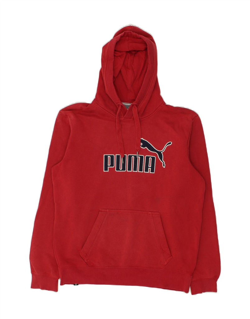 PUMA Mens Graphic Hoodie Jumper Medium Red Cotton | Vintage Puma | Thrift | Second-Hand Puma | Used Clothing | Messina Hembry 