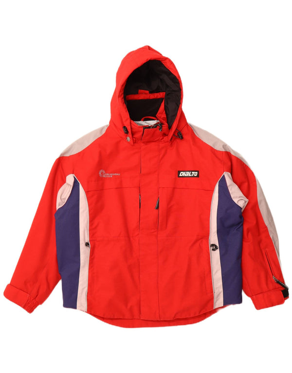 Dialto Mens Cortina Hooded Rain Jacket UK 44 2XL Red Colourblock Nylon