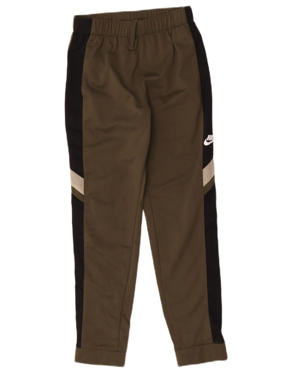 Nike Girls Tracksuit Trousers Joggers 12-13 Years Large Khaki Colourblock