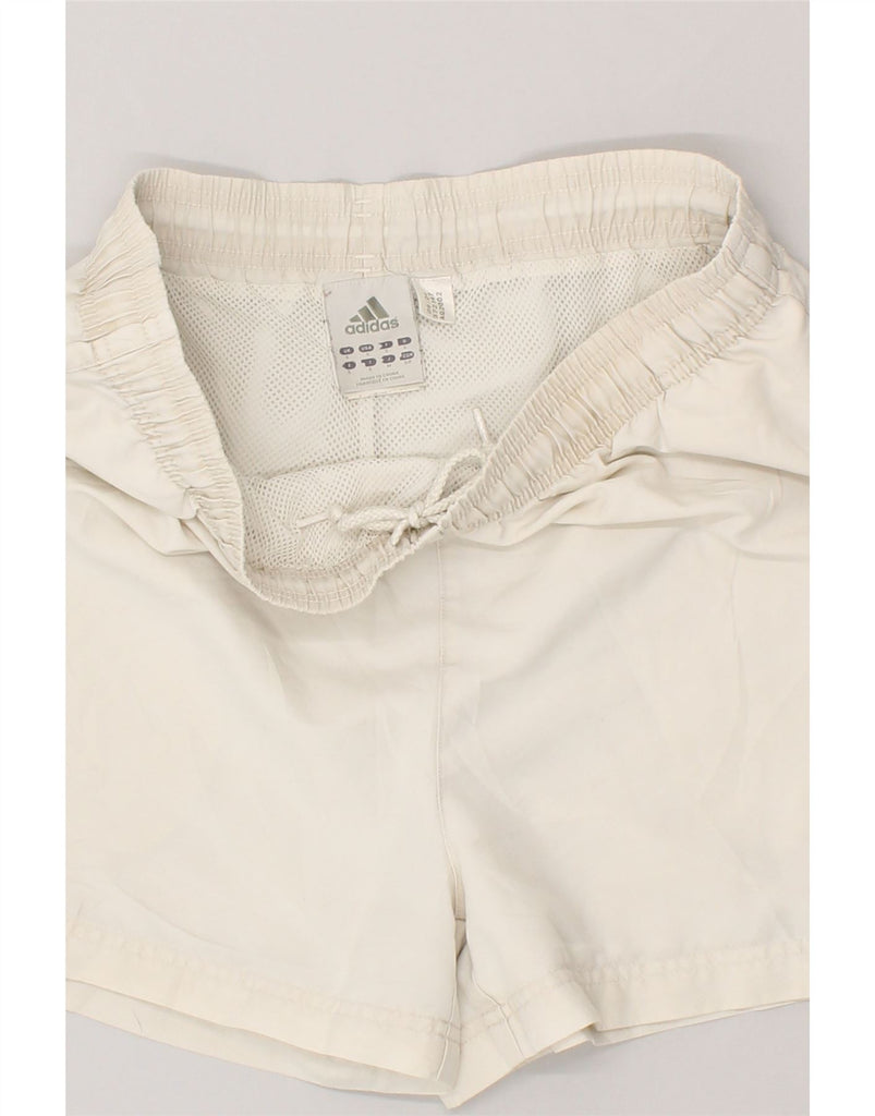 ADIDAS Mens Sport Shorts Small Off White Polyester | Vintage Adidas | Thrift | Second-Hand Adidas | Used Clothing | Messina Hembry 