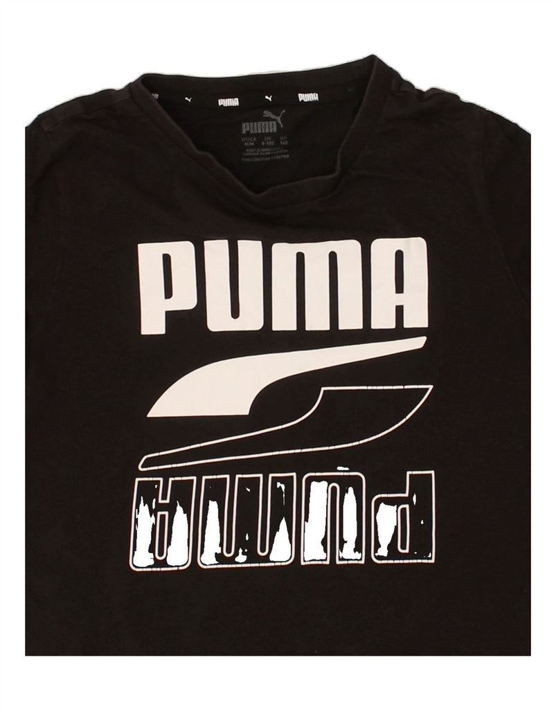 PUMA Boys Graphic T-Shirt Top 9-10 Years Black Cotton | Vintage Puma | Thrift | Second-Hand Puma | Used Clothing | Messina Hembry 