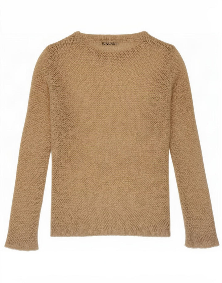 Zara Womens See Through Top Long Sleeve UK 10 Small Beige