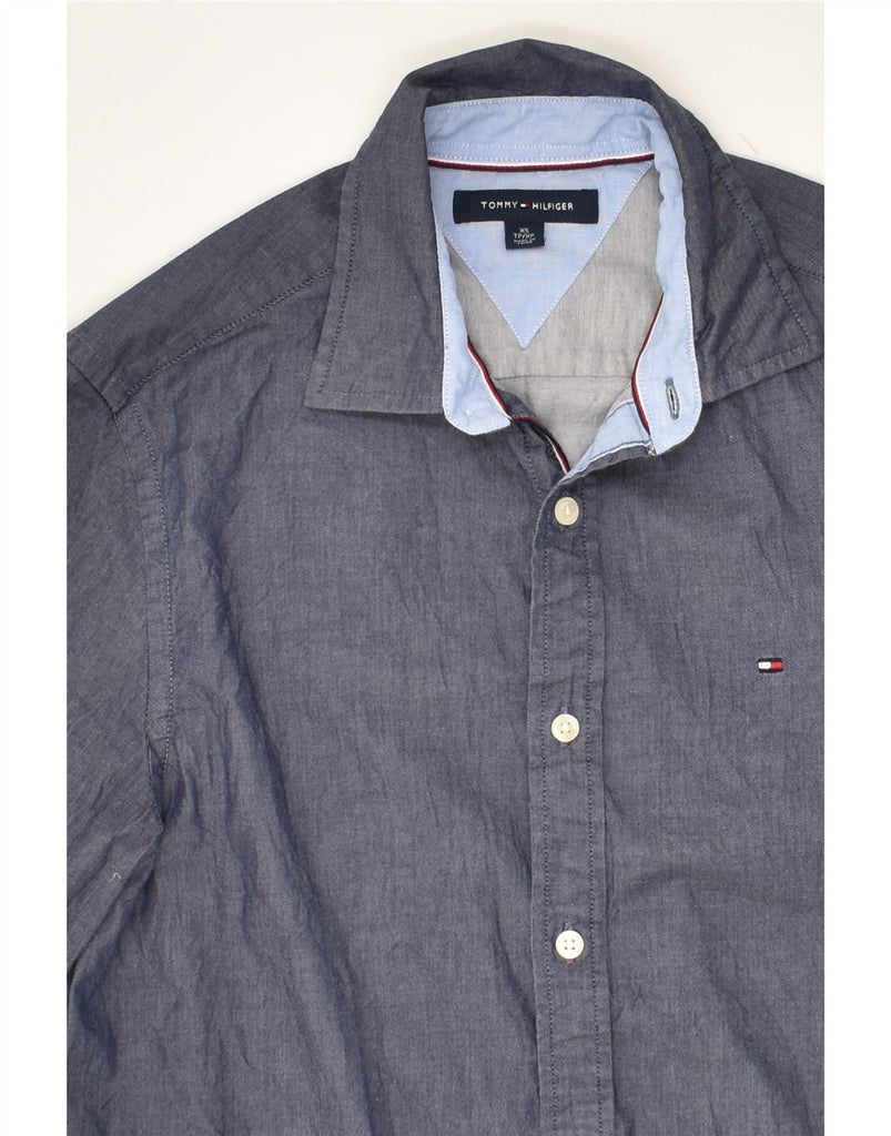 TOMMY HILFIGER Mens Shirt XS Blue Cotton | Vintage Tommy Hilfiger | Thrift | Second-Hand Tommy Hilfiger | Used Clothing | Messina Hembry 