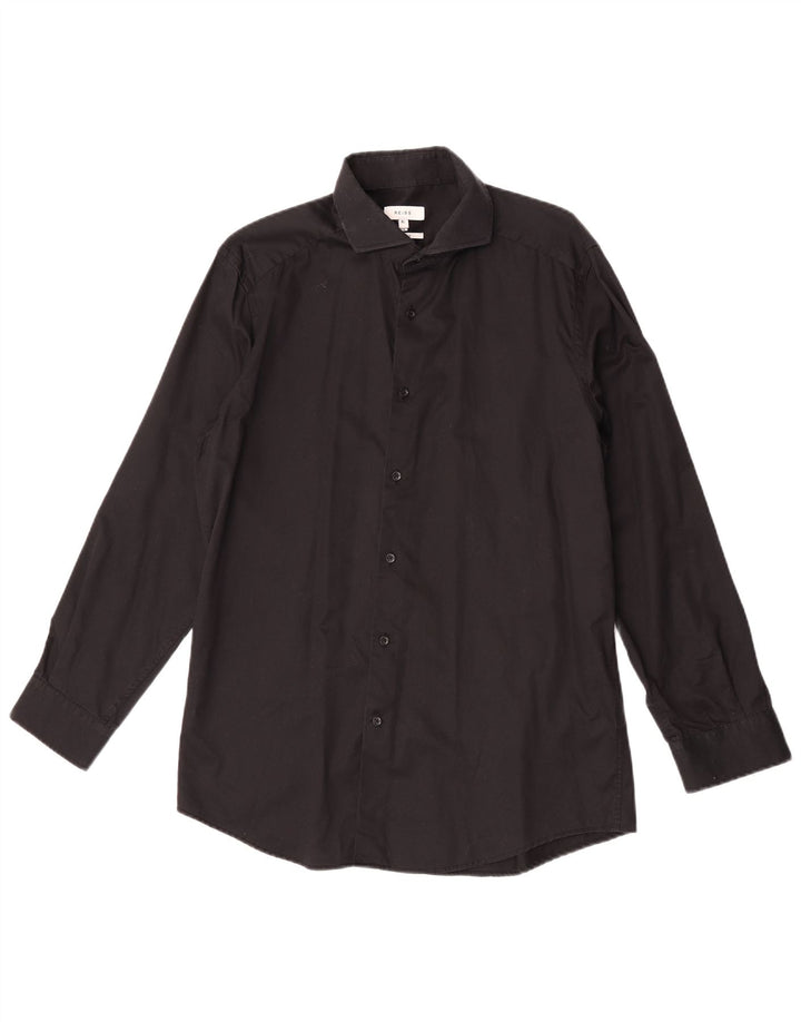 Reiss Womens Slim Fit Shirt XL Black Cotton
