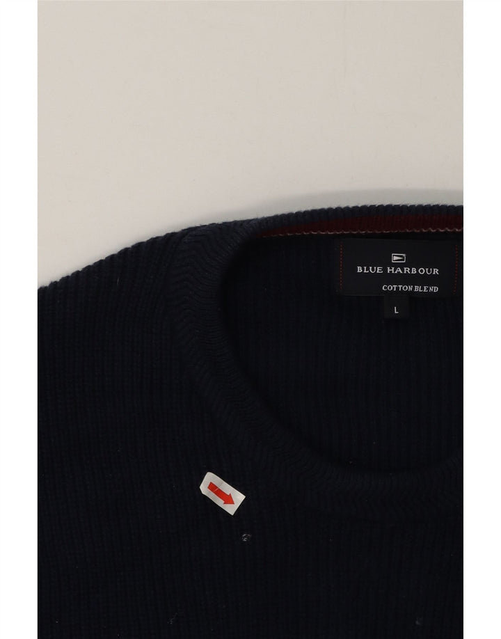 Marks & Spencer Mens Blue Harbour Crew Neck Jumper Sweater Large Navy Blue