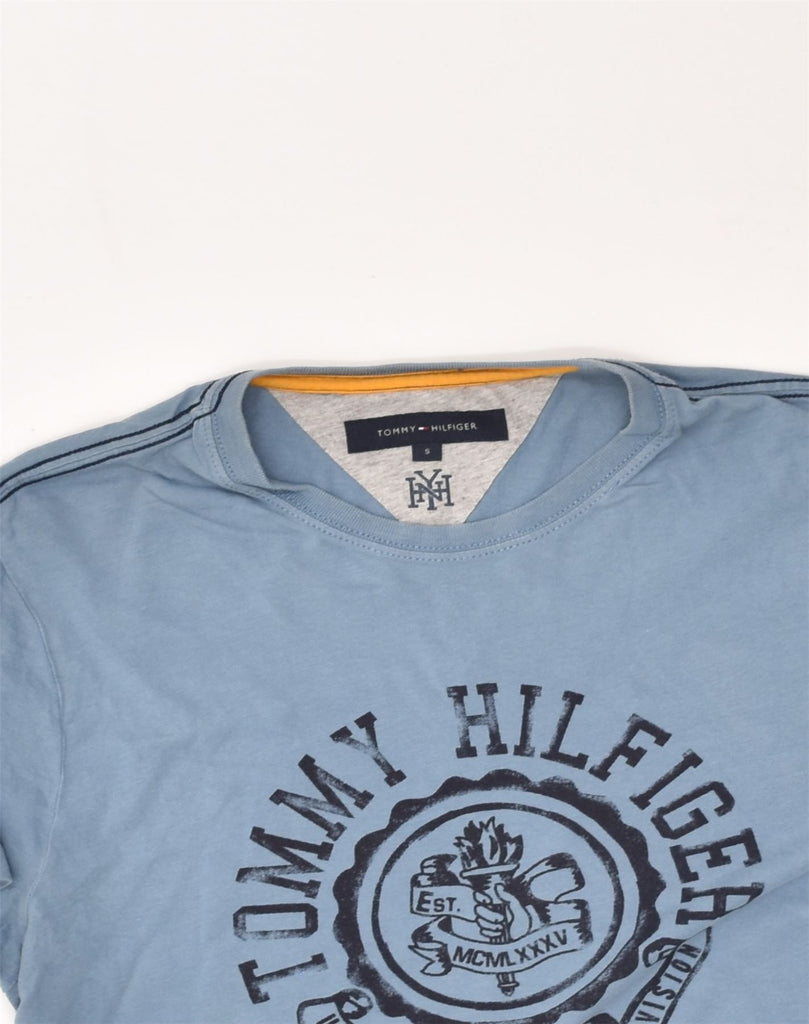 TOMMY HILFIGER Mens Graphic T-Shirt Top Small Blue Cotton | Vintage Tommy Hilfiger | Thrift | Second-Hand Tommy Hilfiger | Used Clothing | Messina Hembry 