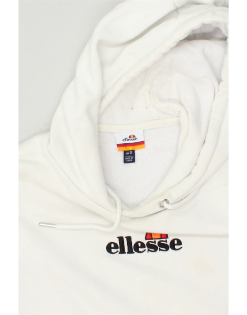 ELLESSE Womens Oversized Hoodie Jumper UK 10 Small White Cotton | Vintage Ellesse | Thrift | Second-Hand Ellesse | Used Clothing | Messina Hembry 