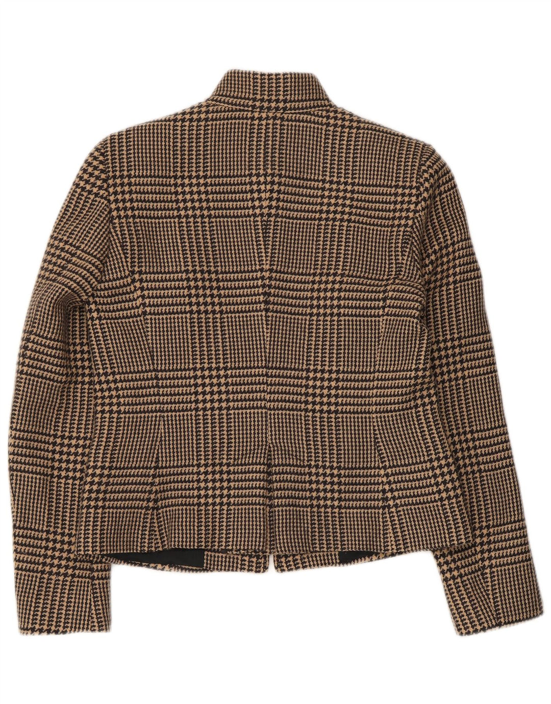 Intrend Womens Full Zip Blazer Jacket UK 12 Medium Brown Houndstooth