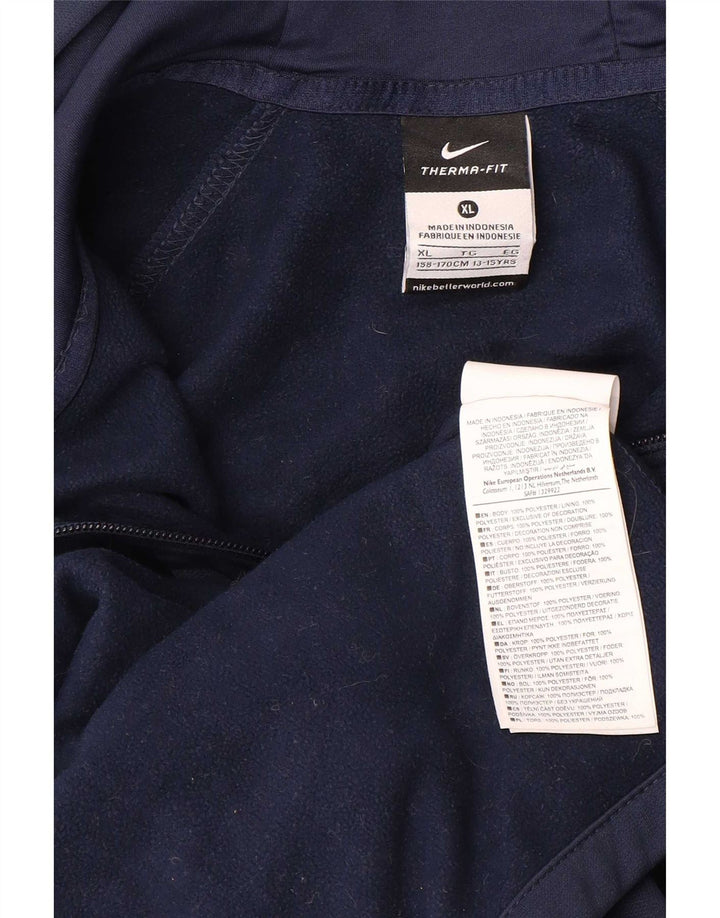 Nike Boys Zip Hoodie Sweater 13-14 Years XL Navy Blue Polyester