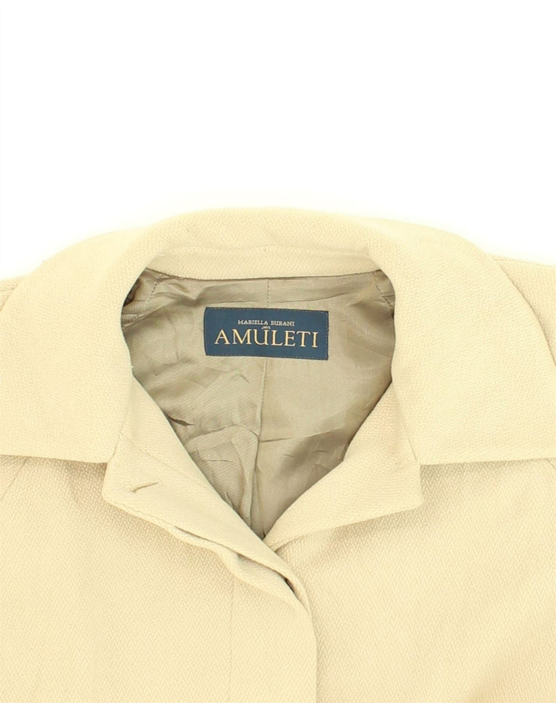 AMULETI Womens Overcoat UK 12 Medium Beige Wool | Vintage Amuleti | Thrift | Second-Hand Amuleti | Used Clothing | Messina Hembry 