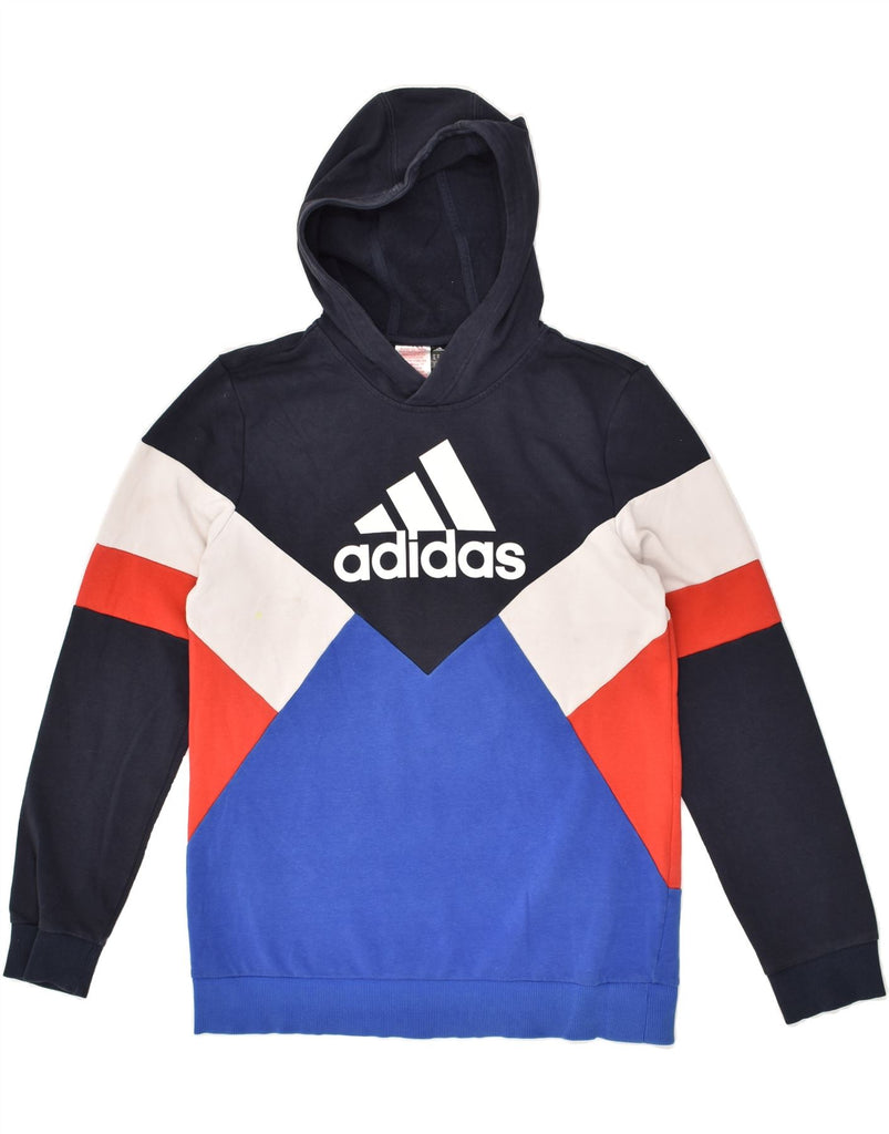 ADIDAS Boys Graphic Hoodie Jumper 15-16 Years Multicoloured Colourblock Vintage Adidas and Second-Hand Adidas from Messina Hembry 