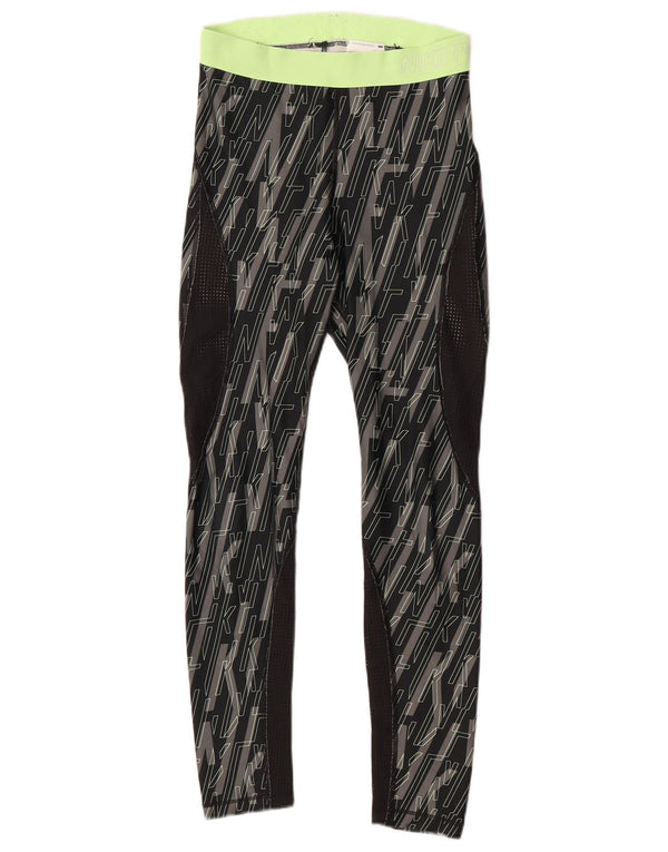 Nike Womens Graphic Leggings UK 10 Small  Black Geometric Polyester Sports