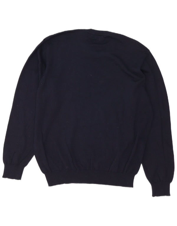 Marz Mens Crew Neck Jumper Sweater IT 52 Large Navy Blue Merino Wool