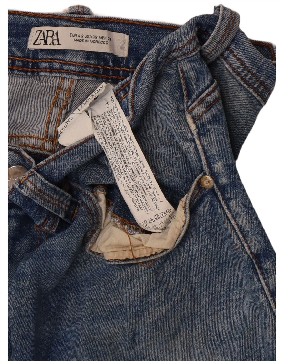 Zara Mens Slim Jeans EU 42 Large W32 L32 Blue Cotton
