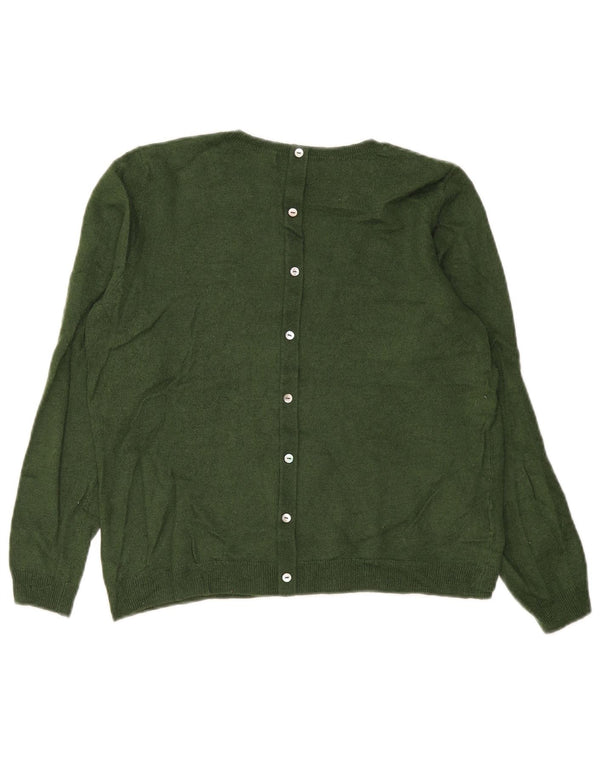 LAURA ASHLEY Womens Boat Neck Jumper Sweater UK 14 Large Green Wool
