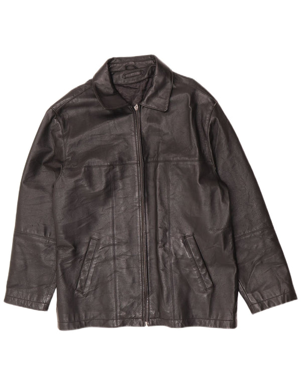 Angelo Litrico Mens Leather Jacket UK 36 Small Black Leather