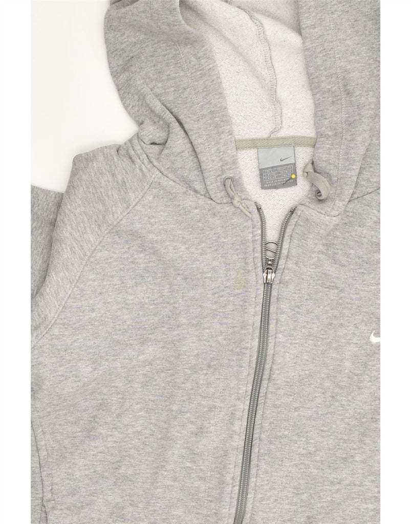 NIKE Womens Zip Hoodie Sweater UK 16 Large Grey Cotton | Vintage Nike | Thrift | Second-Hand Nike | Used Clothing | Messina Hembry 