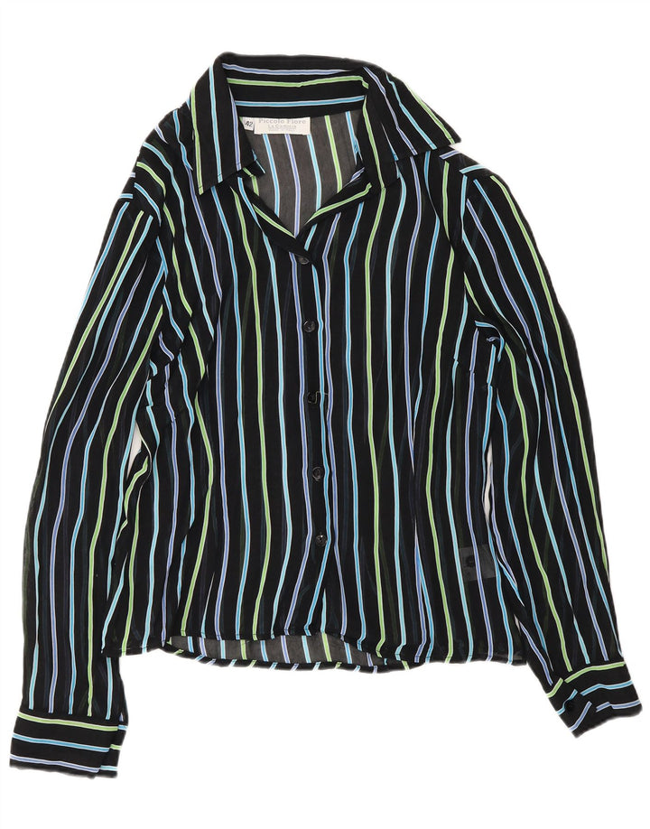 Vintage Womens See Through Shirt Blouse IT 42 Medium Black Striped